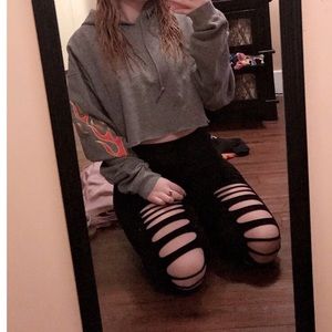 Flame cropped hoodie